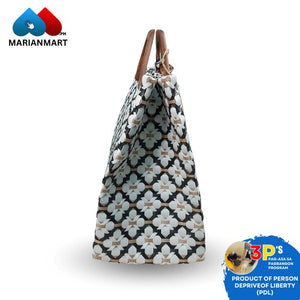 White Floral Premium Weaved Bag