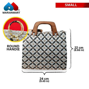 White Floral Premium Weaved Bag