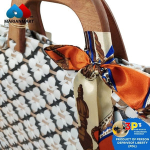 White Floral Premium Weaved Bag