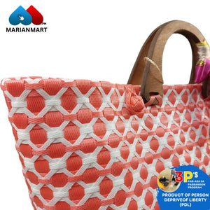 Peach Diamond Folder Type Premium Weaved Bag