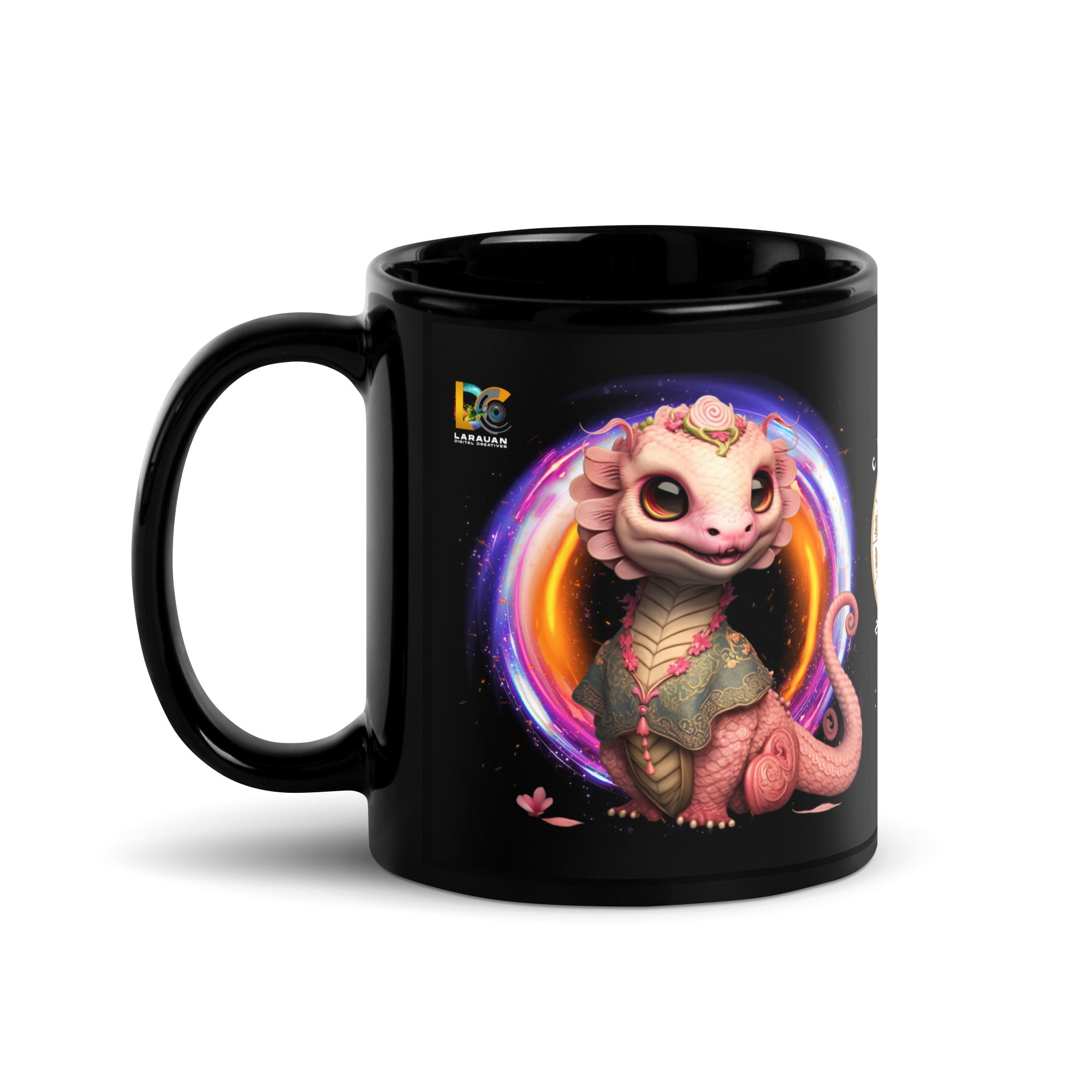 Chinese Zodiac Snake Black Glossy Mug