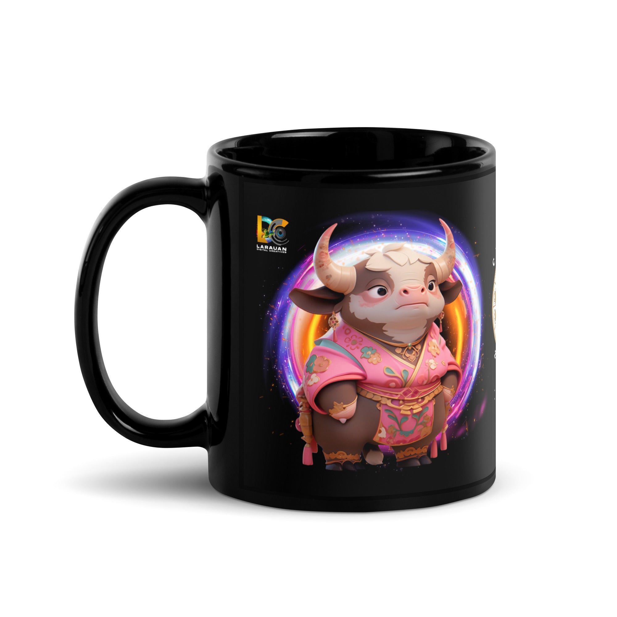 Chinese Zodiac Ox Black Glossy Mug