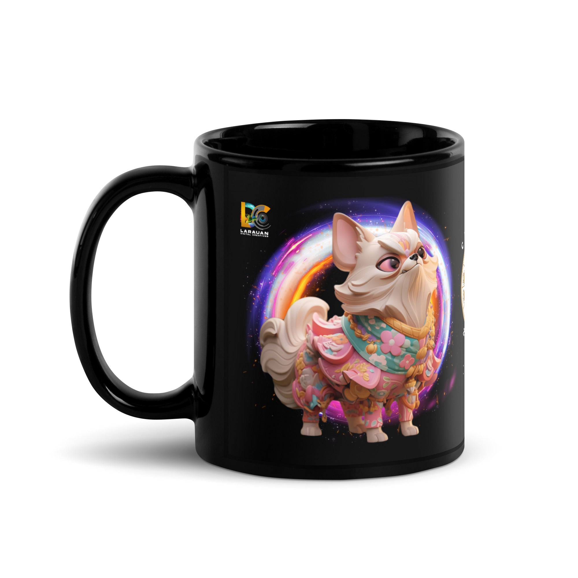 Chinese Zodiac Dog Black Glossy Mug