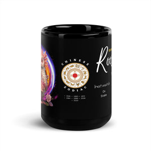 Chinese Zodiac Rooster Black Glossy Mug