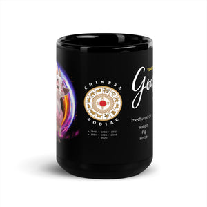 Chinese Zodiac Goat Black Glossy Mug