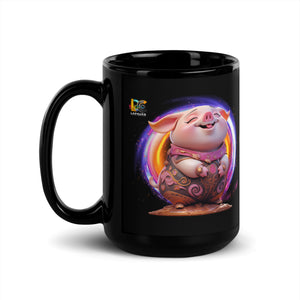 Chinese Zodiac Pig Black Glossy Mug