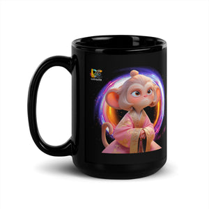 Chinese Zodiac Monkey Black Glossy Mug