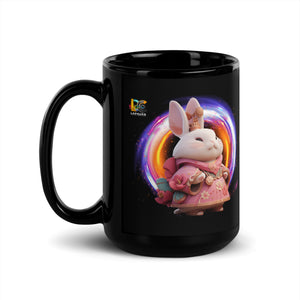 Chinese Zodiac Rabbit Black Glossy Mug