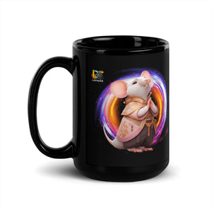 Chinese Zodiac Rat Black Glossy Mug