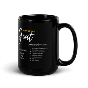 Chinese Zodiac Goat Black Glossy Mug