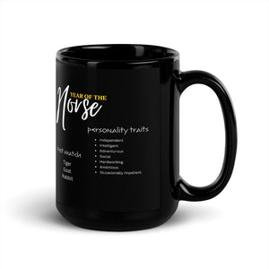 Chinese Zodiac Horse Black Glossy Mug