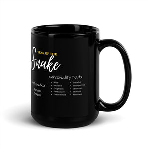 Chinese Zodiac Snake Black Glossy Mug