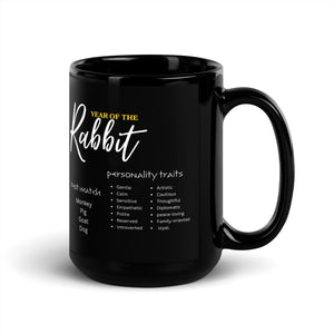 Chinese Zodiac Rabbit Black Glossy Mug