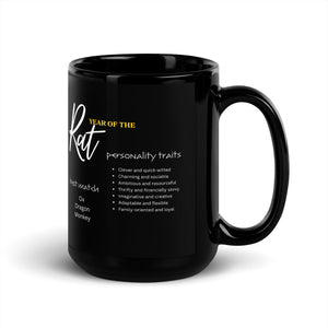 Chinese Zodiac Rat Black Glossy Mug